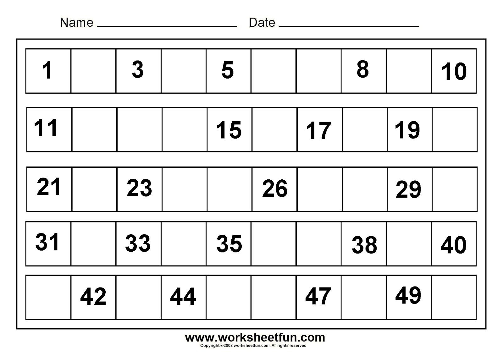 1 To 50 Number Tracing Worksheets Tot School