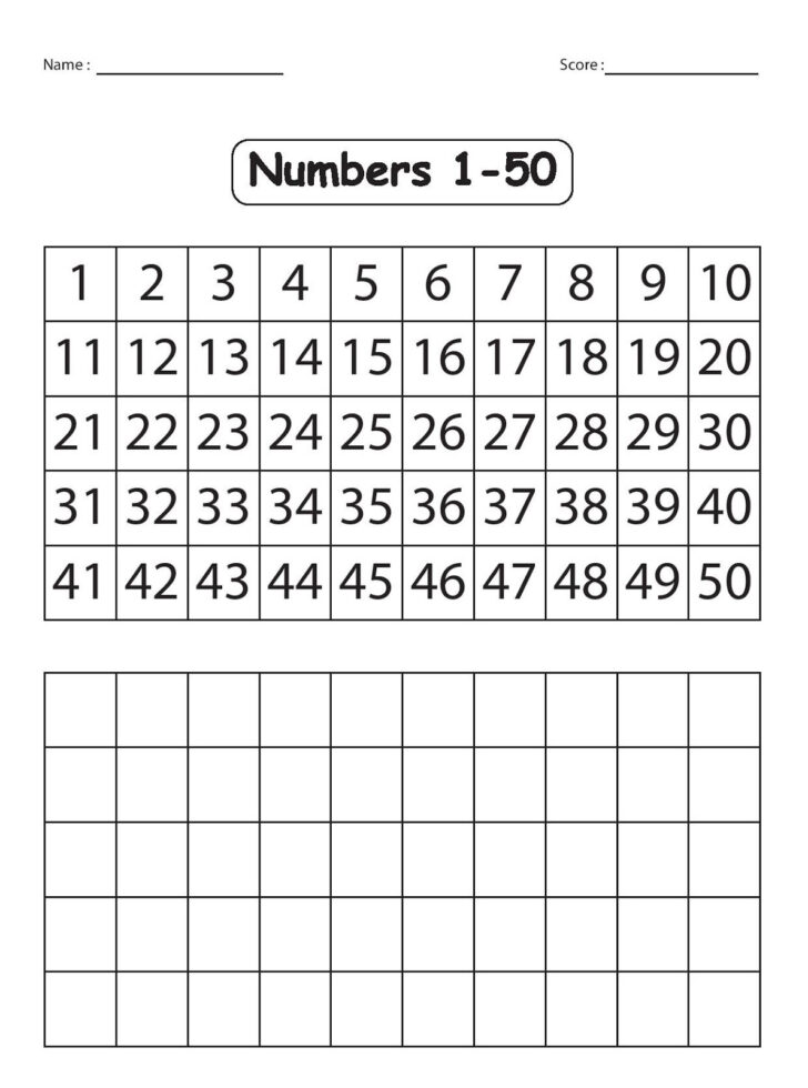 Number Tracing Worksheets 1-50