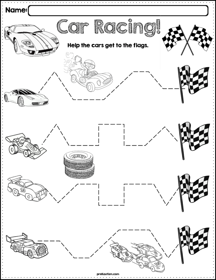 Car Tracing Worksheet