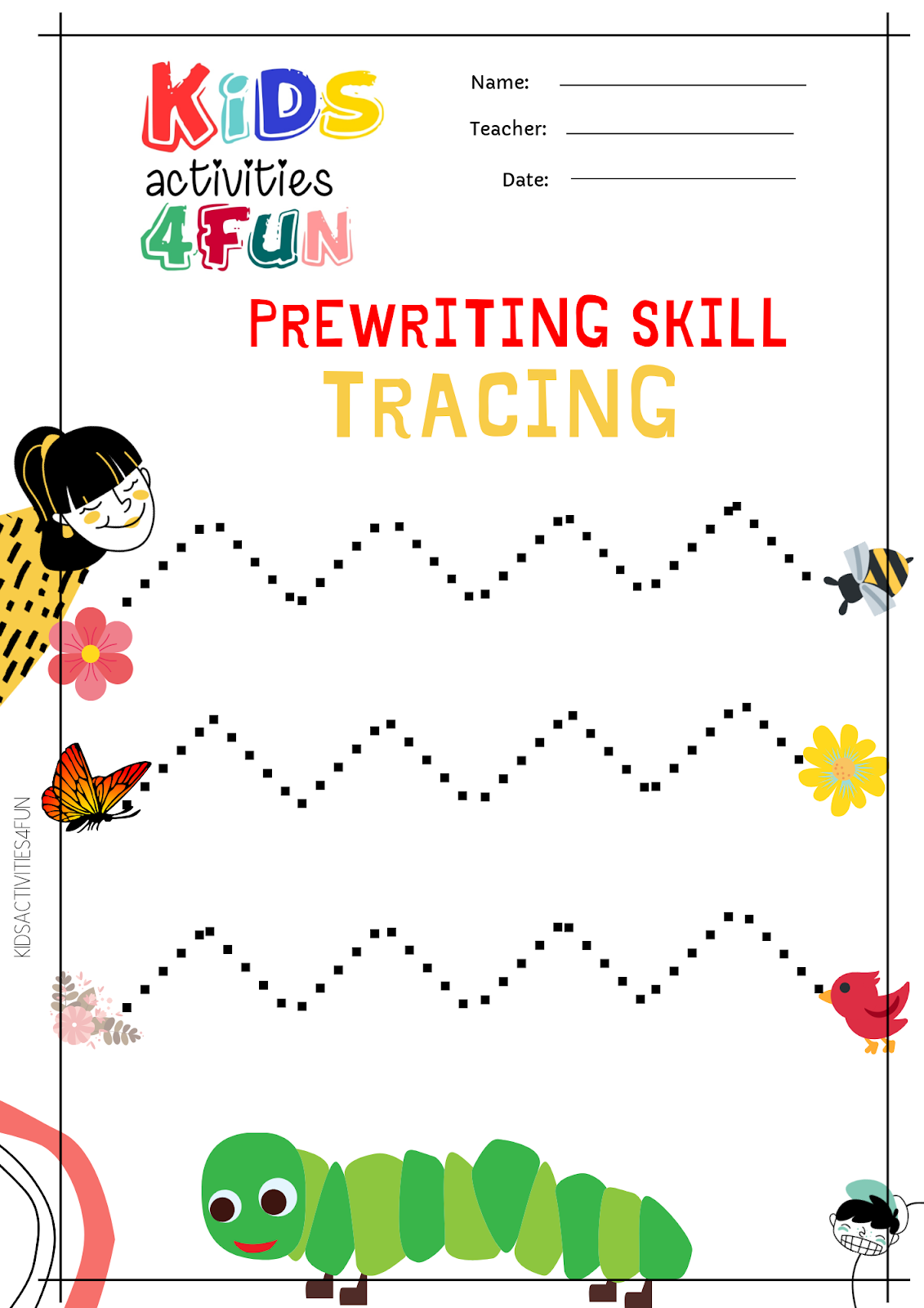 1st Step Of Simple Tracing Worksheet For Home school Preschool Kids