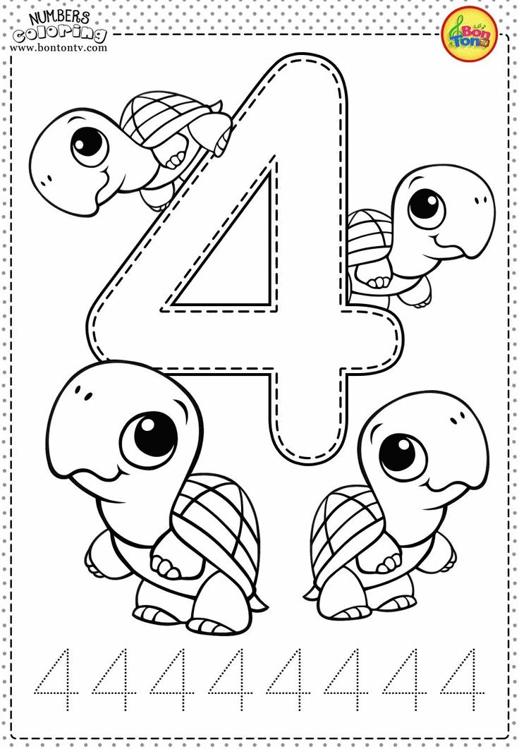 4 Worksheet Count Color Trace To Number 4 Preschool Printables 