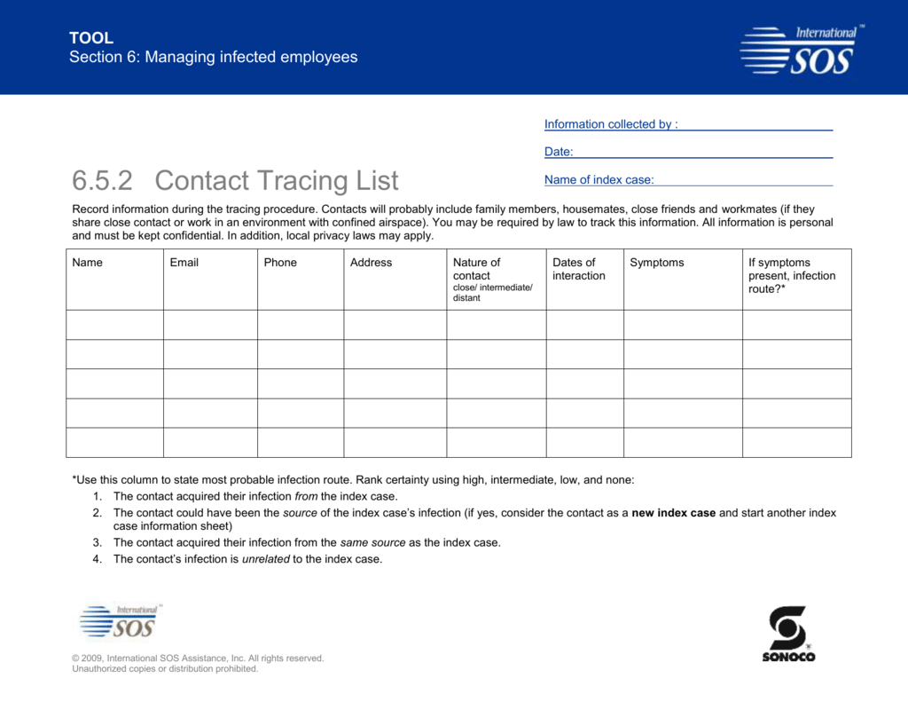 6 5 2 TOOL Contact Tracing List