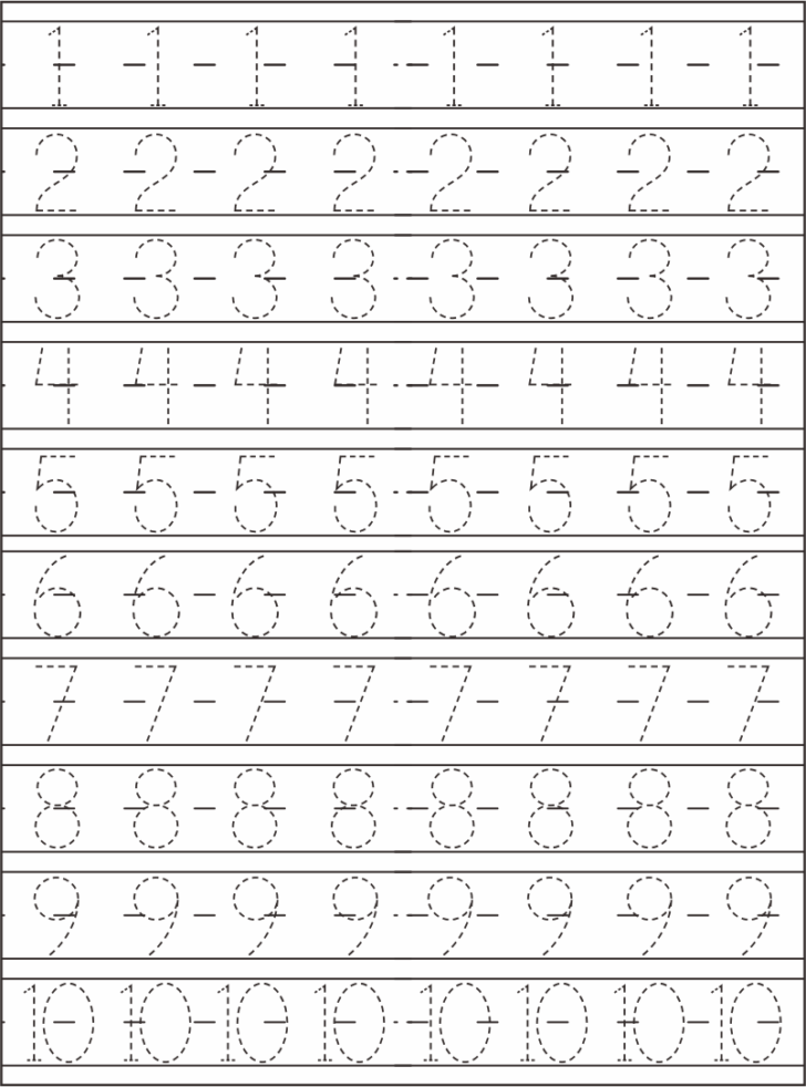 Tracing Numbers Printable Worksheets