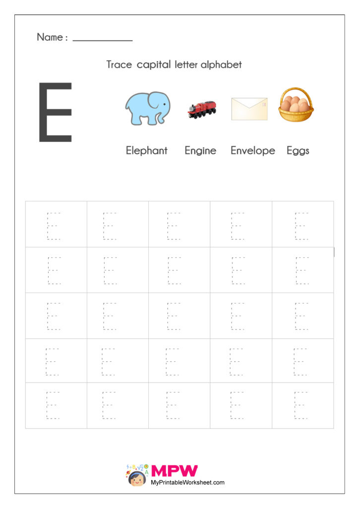 Alphabet Tracing Worksheets Printable English Capital Letter Tracing