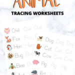 Animal Tracing Words Worksheet Printable Kate Shelby