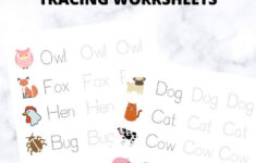 Animal Tracing Words Worksheet Printable Kate Shelby