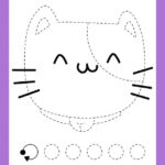 Cat Tracing Lines Preschool Worksheet For Kids For Practicing Fine