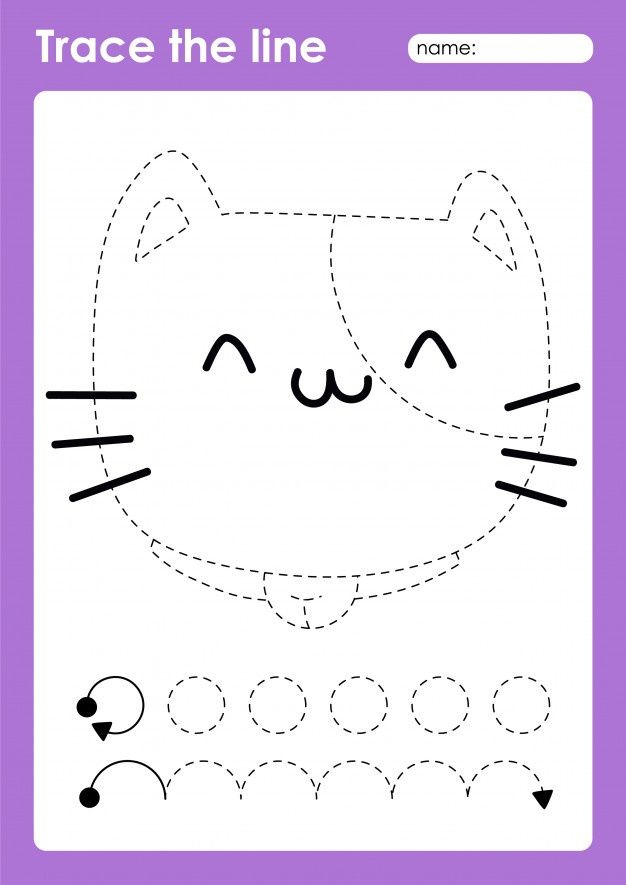 Cat Tracing Lines Preschool Worksheet For Kids For Practicing Fine 