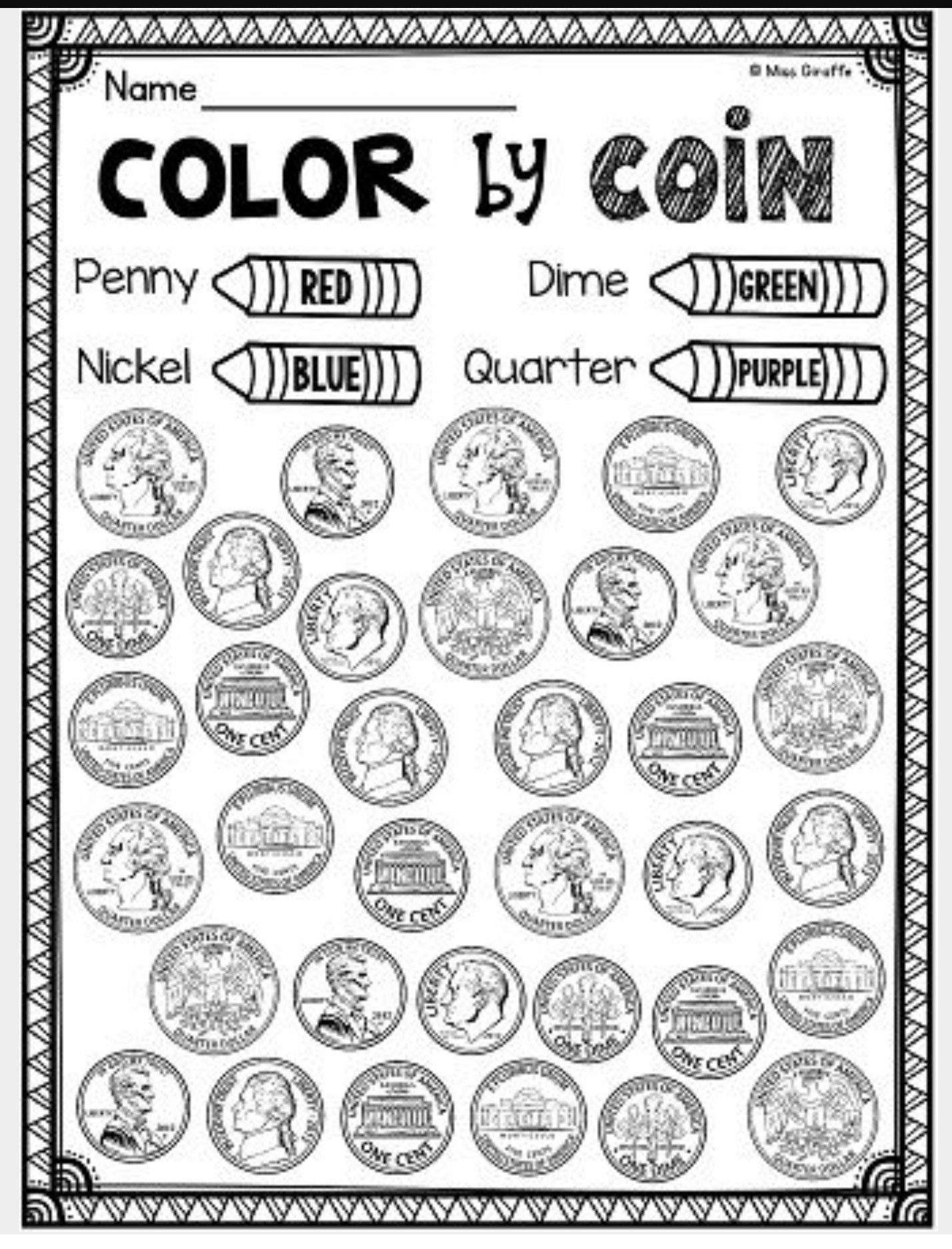 Coloring Coins Worksheet Coloring Worksheets