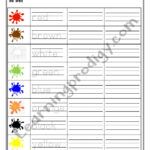 Colours Word Tracing Spelling Worksheet For Kindergarten English