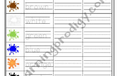 Colours Word Tracing Spelling Worksheet For Kindergarten English