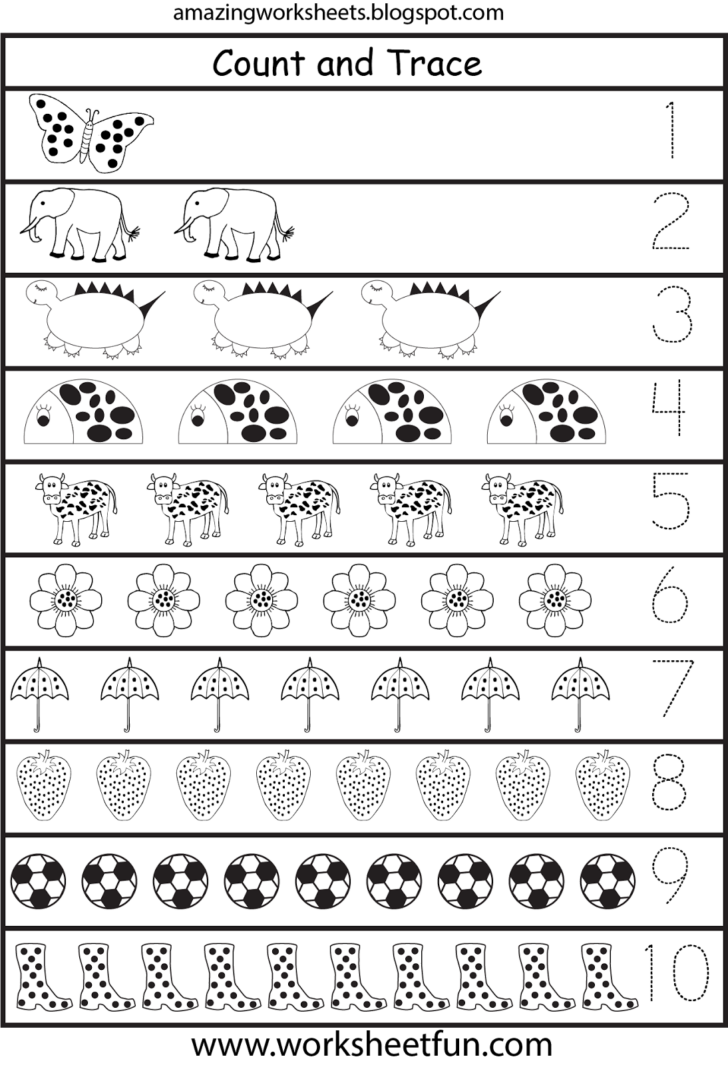 Counting And Tracing Numbers Worksheets