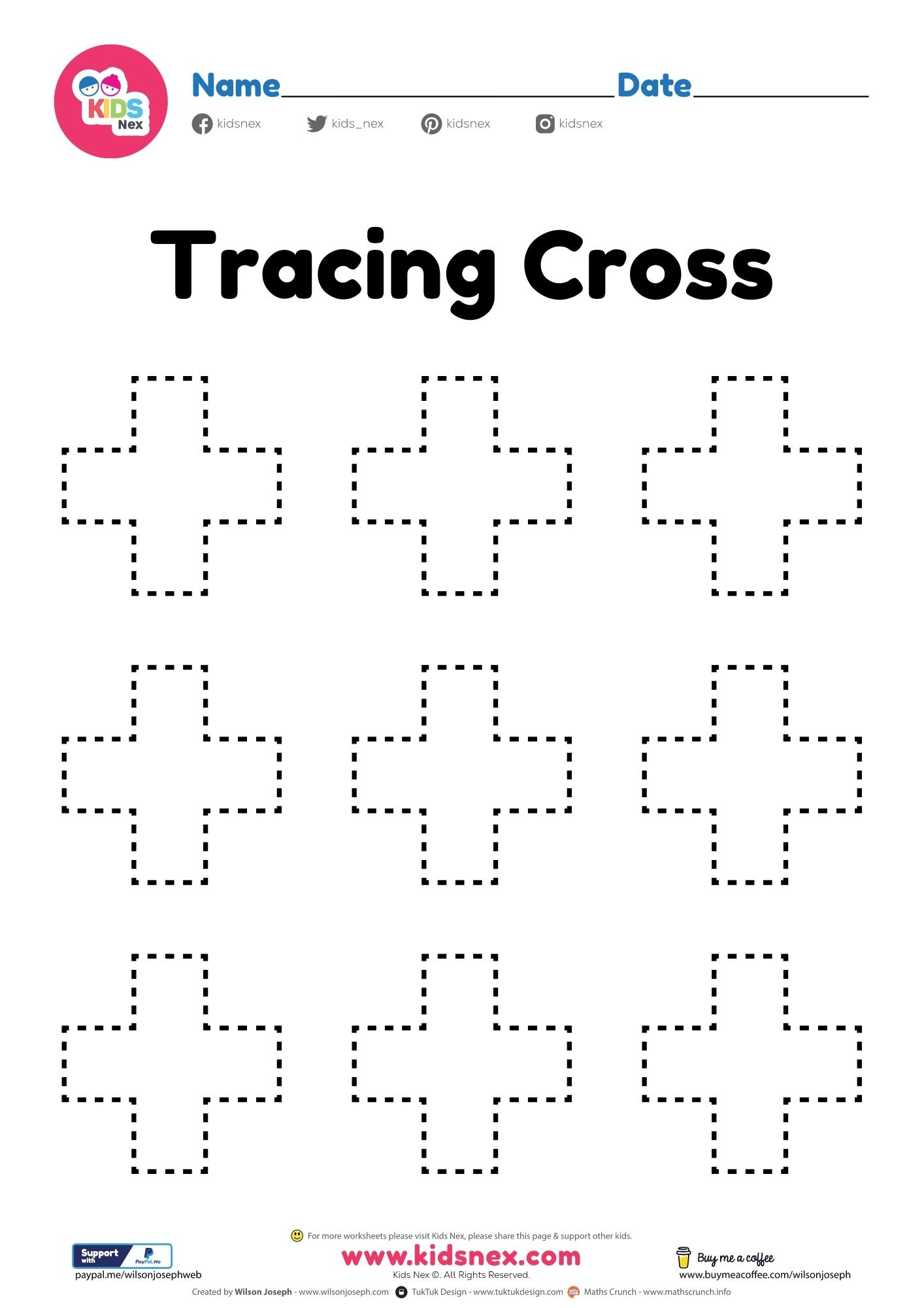 Cross Shape Worksheet Free Printable PDF For Preschool