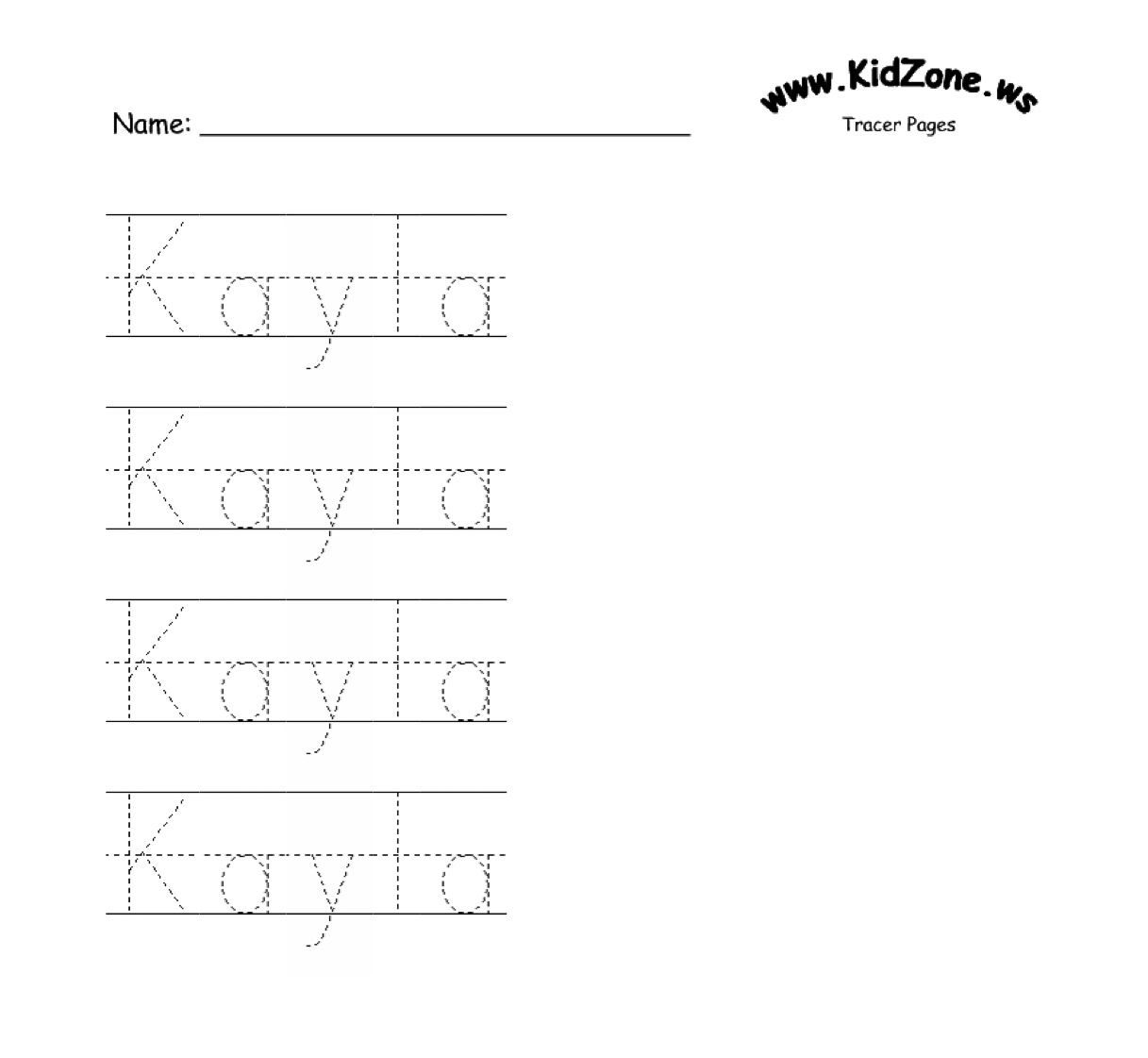 Custom Name Tracer Pages Preschool Writing Preschool Names 