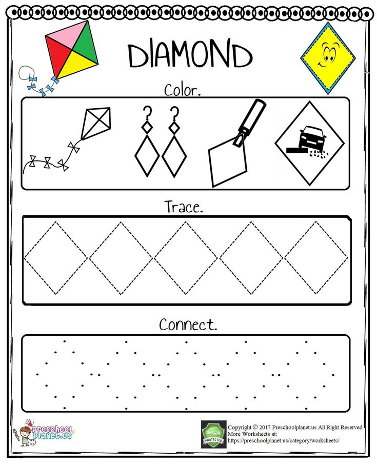 Diamond Worksheet Shape Worksheets For Preschool Shapes Worksheets 