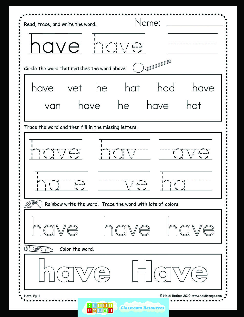 Does Tracing Sight Words Help Children Learn Sight Word Worksheets 