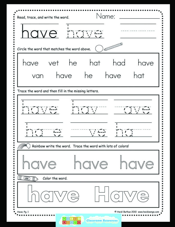 Tracing Worksheet For Kids Spelling