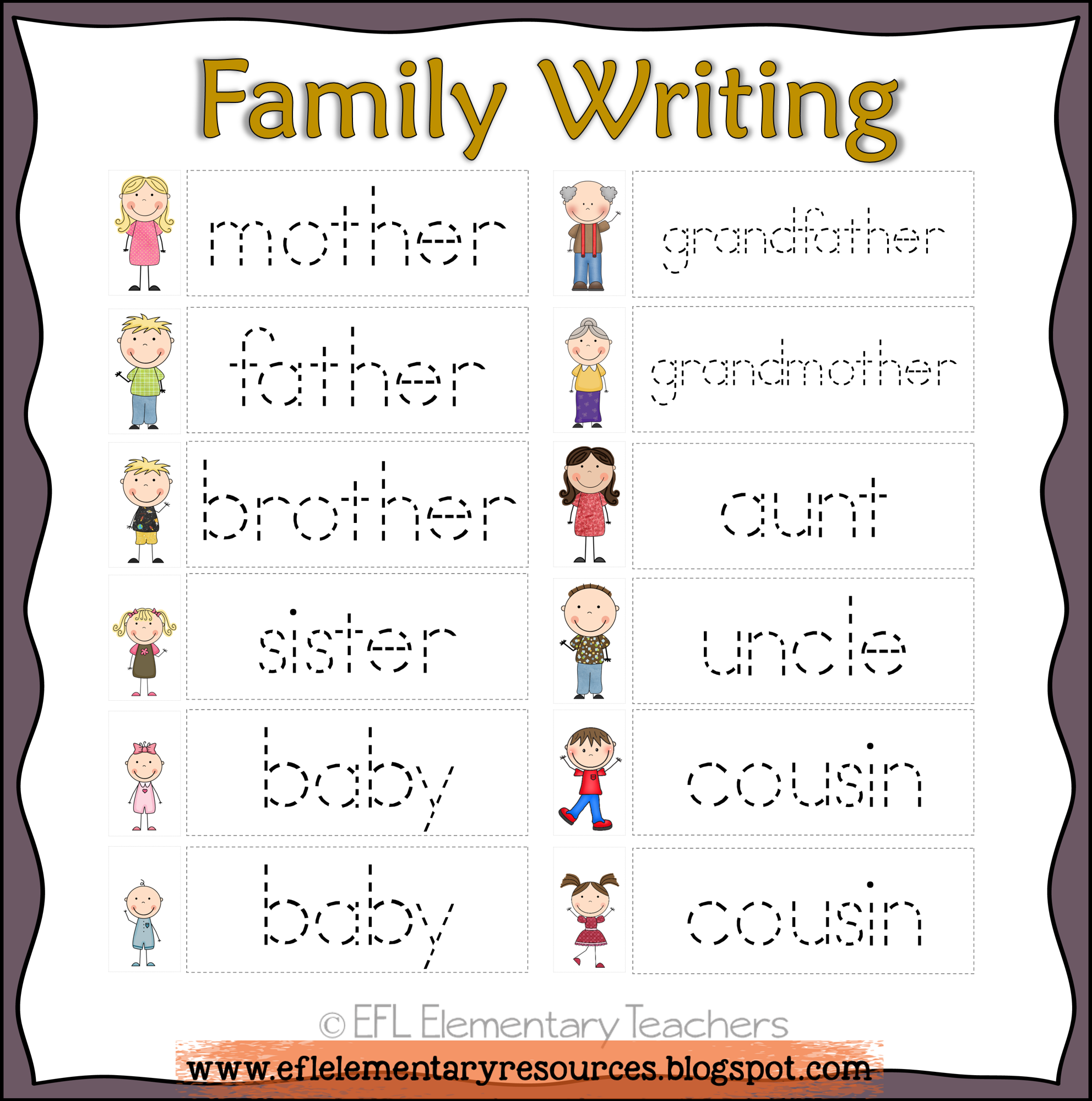 Family Tracing Worksheet Tracing Worksheets