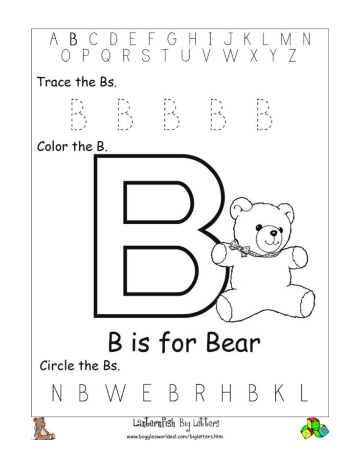 Letter B Tracing Worksheets Preschool
