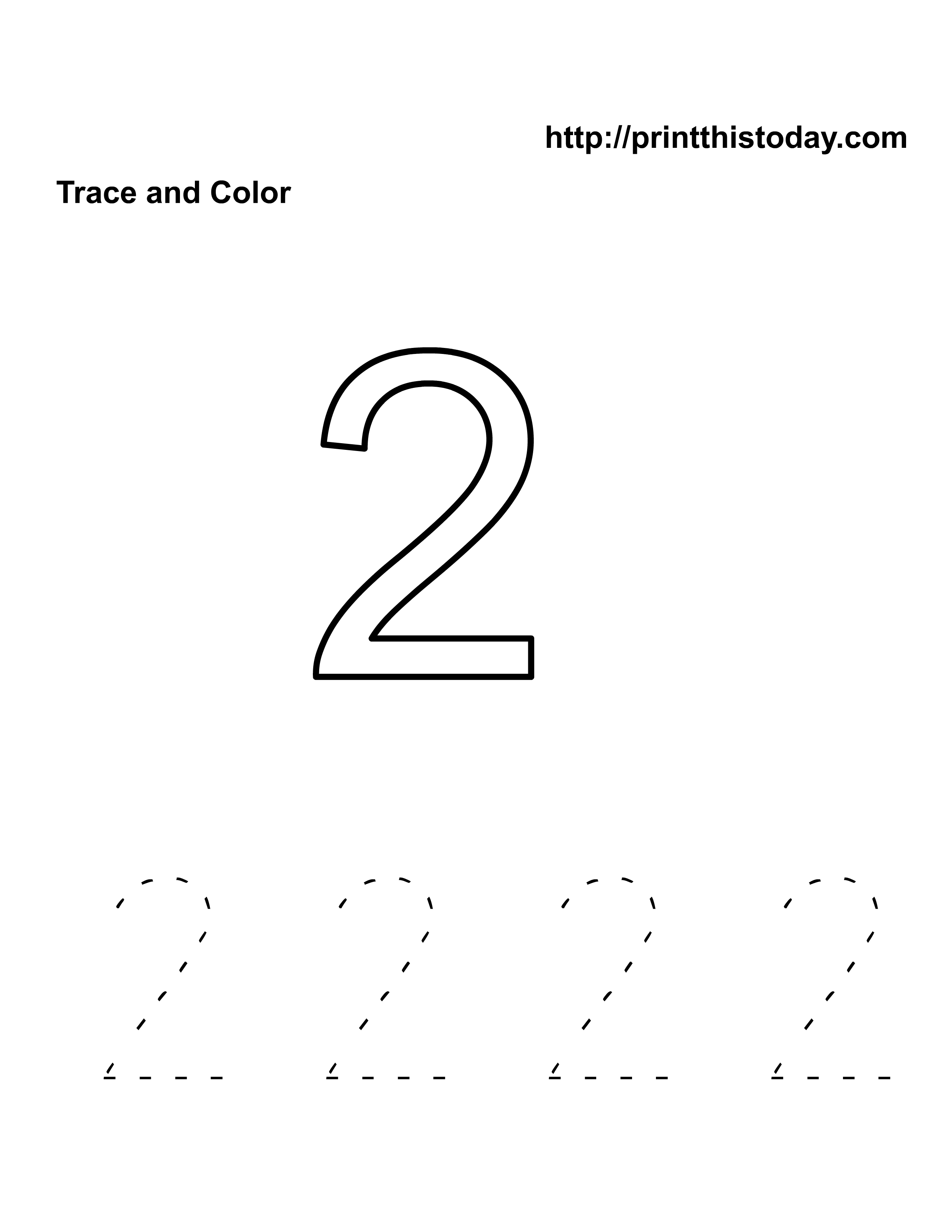 Free Kindergarten Math Worksheets Number Two 2 