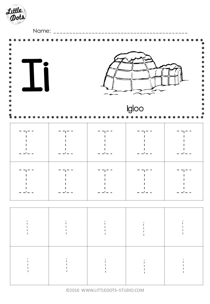 Free Letter I Tracing Worksheets Little Dots Education Preschool 