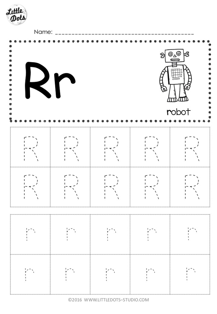 R Tracing Worksheet