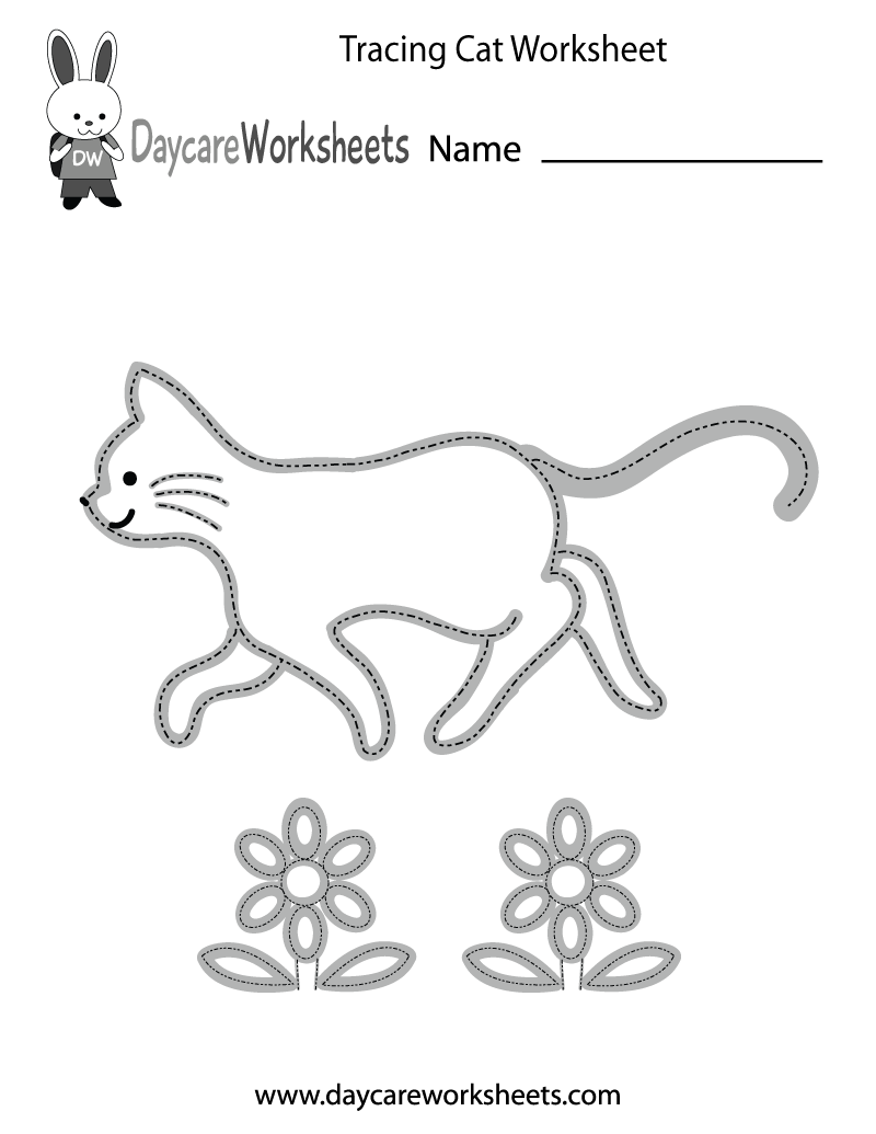 Free Preschool Tracing Cat Worksheet