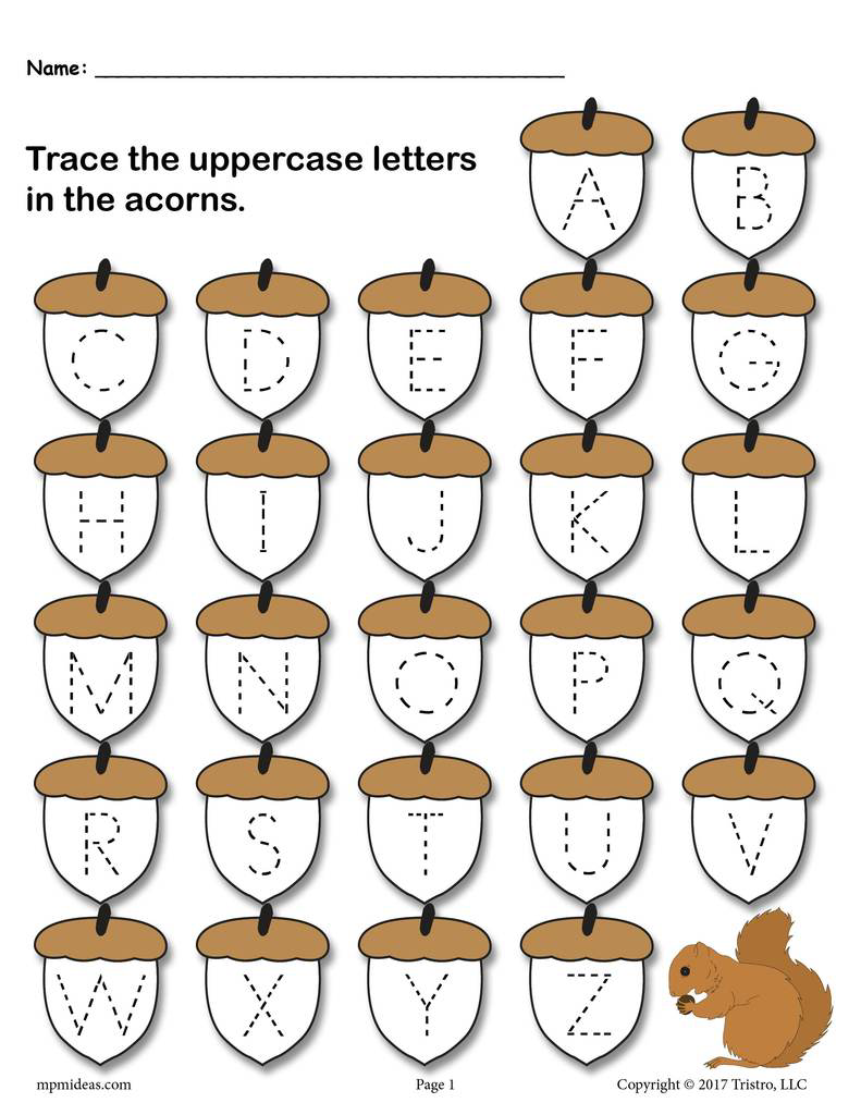 FREE Printable Fall Themed Uppercase And Lowercase Alphabet Letter Tra 