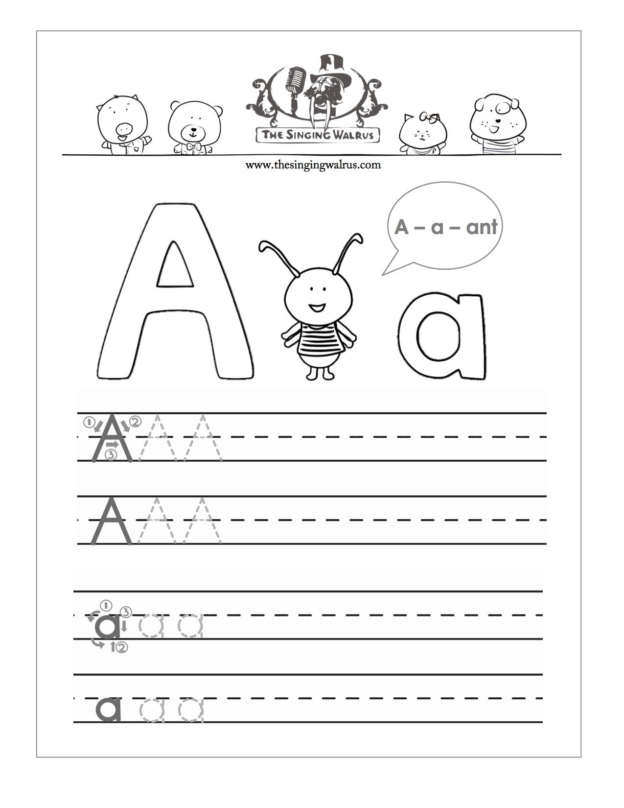 Free Printable Letter A Practice Sheet For Kids A Combination Of 