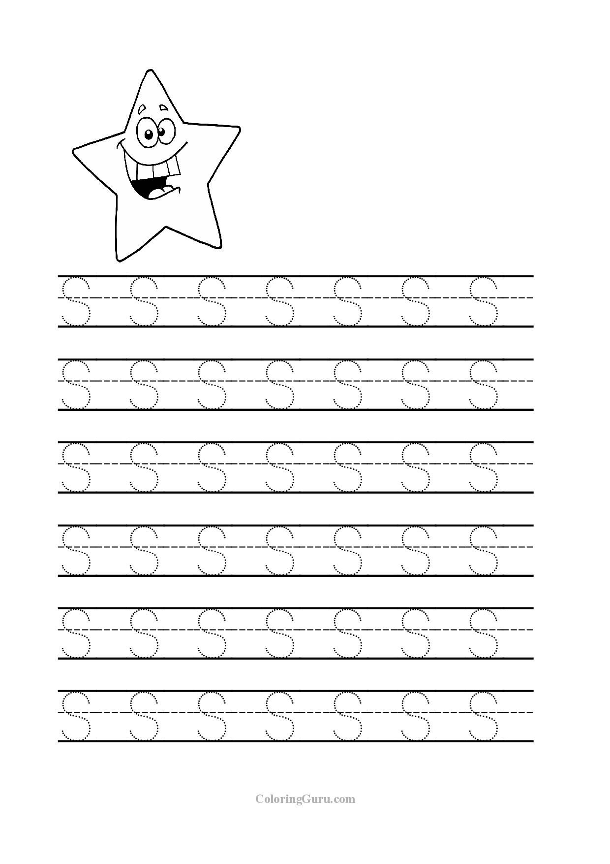 Letter S Tracing Worksheets Preschool Tracing Worksheets