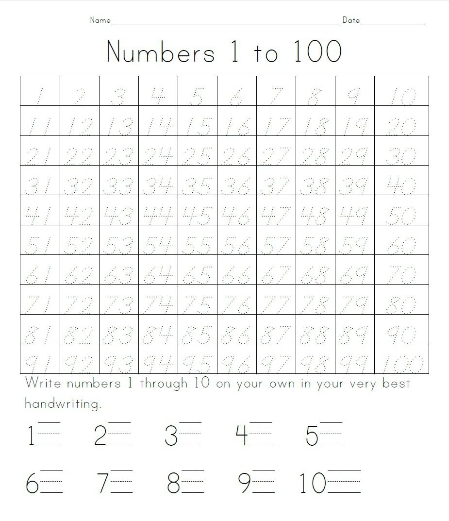 Free Printable Tracing Numbers 1 100 Worksheets Learning How To Read
