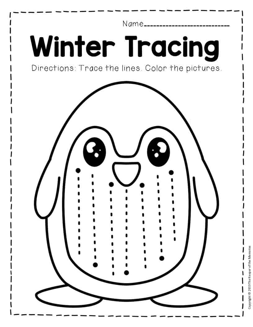 Free Printable Winter Tracing Preschool Worksheets 4 The Keeper Of 