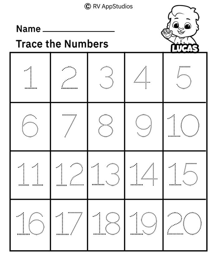 Free Printable Tracing Number Trace Numbers 1 20 Worksheets Tracing