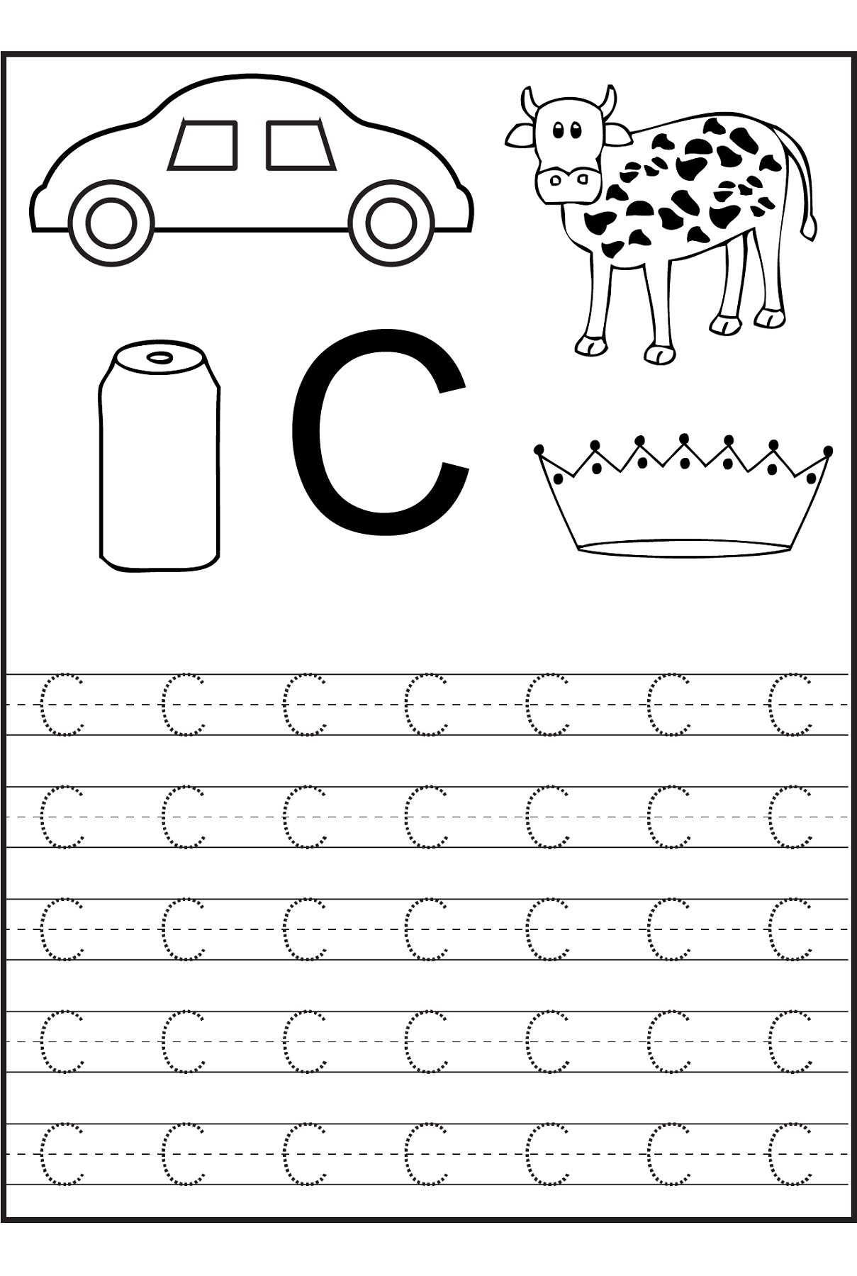 Free trace the letter c simple Preschool Crafts