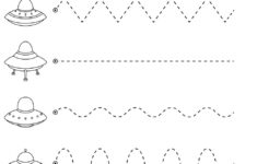 Illustration Of Trace Line Worksheet For Preschool Kids With Spaceship