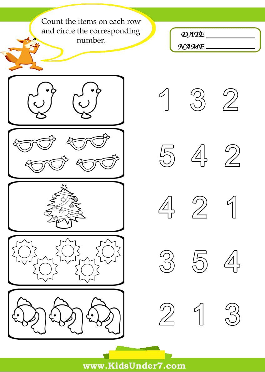 Kids Under 7 Preschool Counting Printables Preschool Counting 