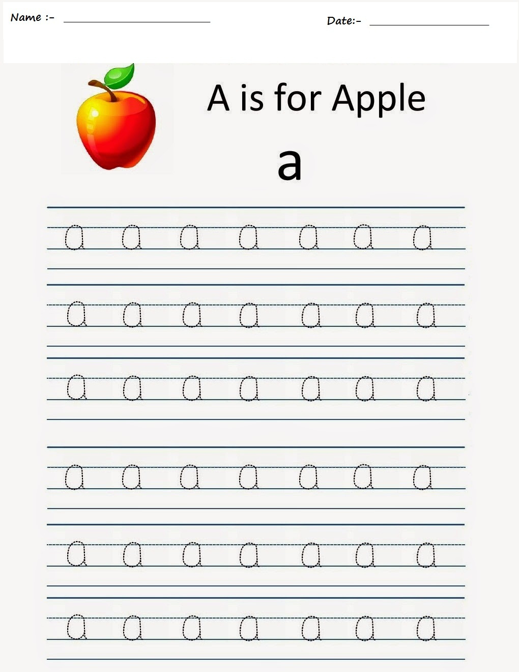 Kindergarten Worksheets Alphabet Tracing Worksheets A