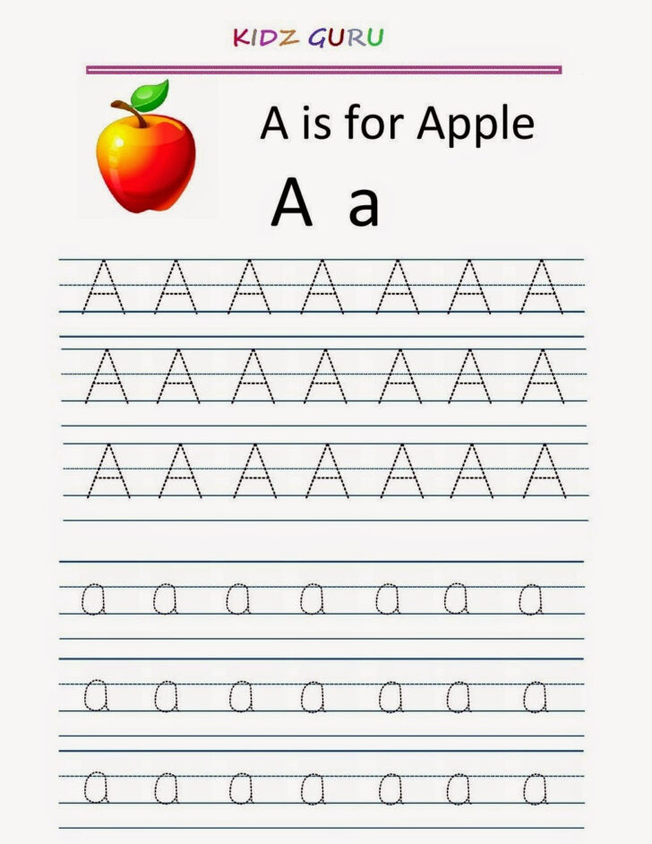 Tracing Letter A Worksheets For Preschoolers