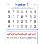 Learning The Number 7 Tracing Academy Worksheets