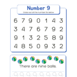 Learning The Number 9 Tracing Academy Worksheets