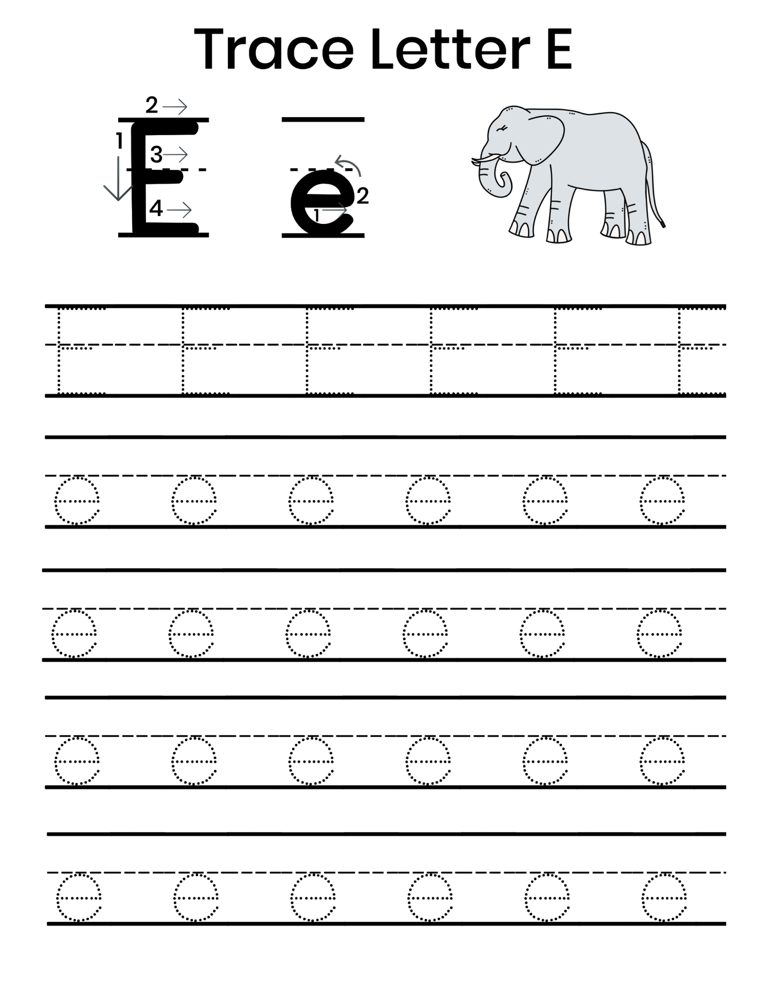 Letter E Tracing Worksheets For Kindergarten Tracing Worksheets