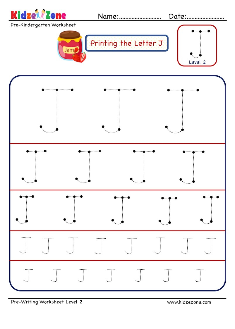 Letter J Tracing Worksheets Preschool Dot To Dot Name Tracing Website
