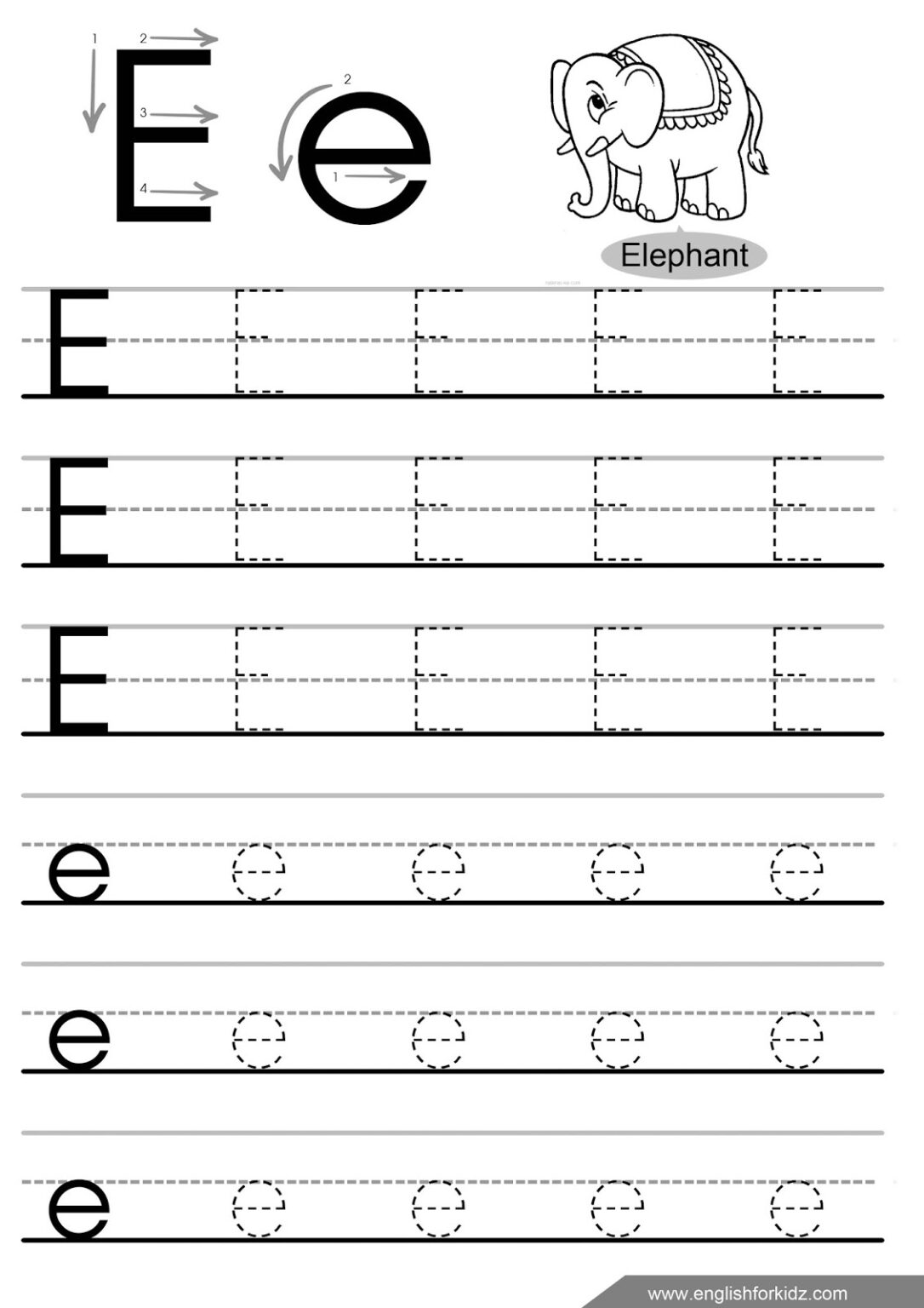 E Letter Tracing Worksheet | Tracing Worksheets