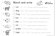 Matching Letter Tracing Writing Animals English ESL Worksheets