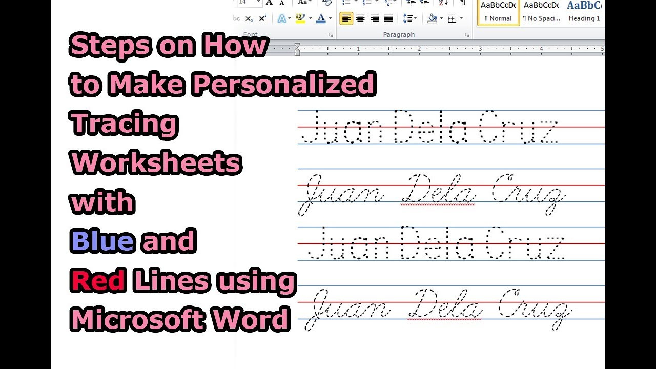 Name Tracing With Red And Blue Lines Tracing Worksheets