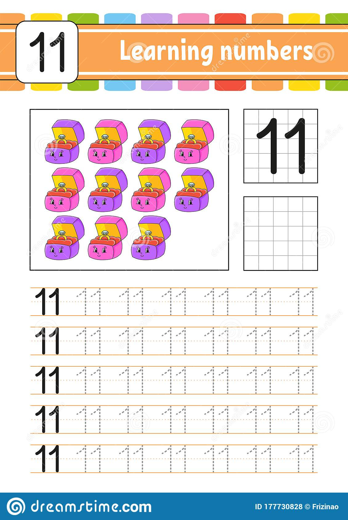 Number 11 Trace And Write Handwriting Practice Learning Numbers For 