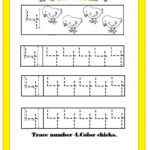 Number 4 Trace Worksheet For Kids Preschoolplanet