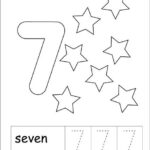 Number 7 Tracing And Colouring Worksheet For Kindergarten Numbers