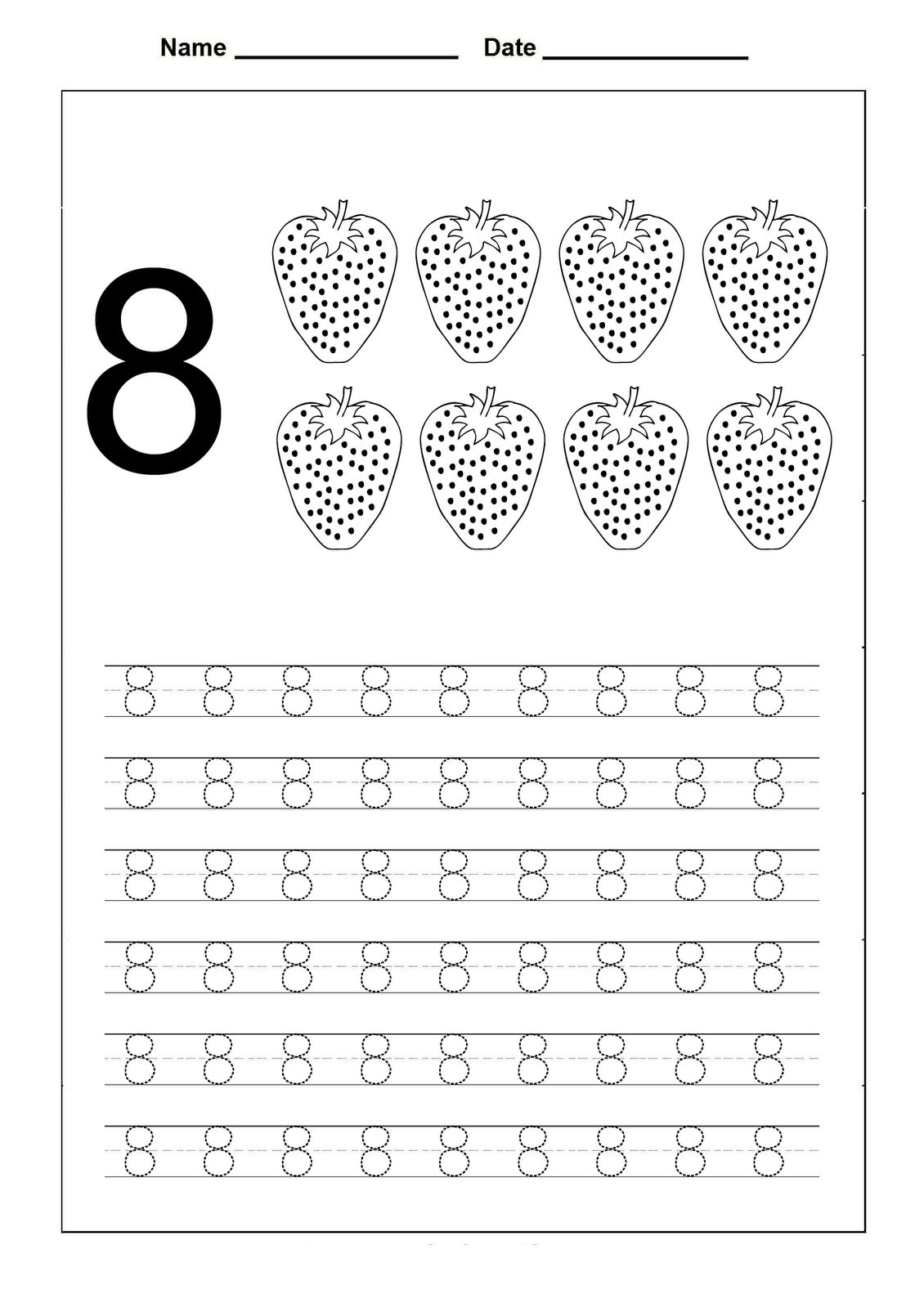 Number 8 Worksheets For Children Preschool Worksheets Numbers 