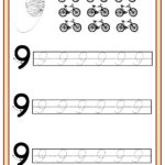 Number 9 Trace Worksheet Worksheets Numbers Preschool Sequencing